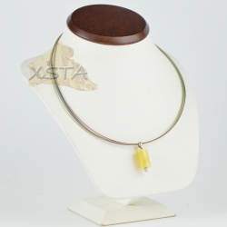 Amber necklace with natural pendant with silver